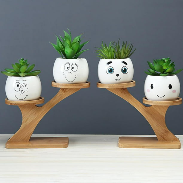 LUCKYBUNNY 2.5 Inch Owl Succulent Planters Ceramic Cactus Plant Pot Container for Home Garden Office Desktop Decoration 